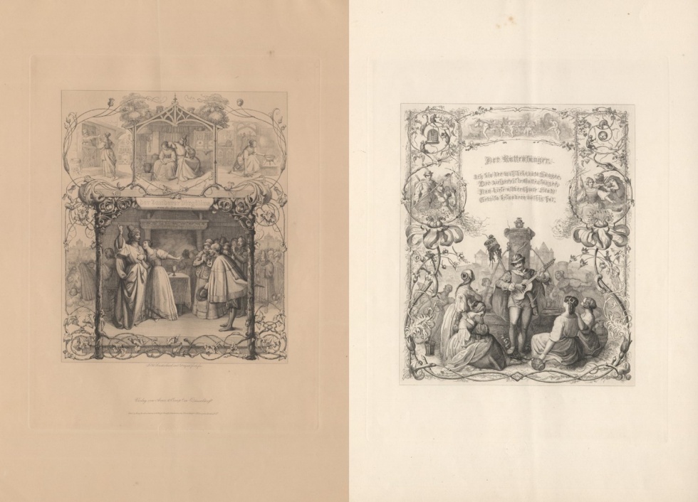 Serie von zwei Illustrationen zu Gedichten Goethes sowie einer Illustration zu einem Gedicht von Karl Leberecht Immermann (Freies Deutsches Hochstift / Frankfurter Goethe-Museum CC BY-NC-SA)