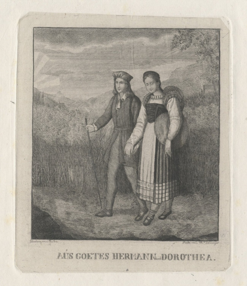  - Aus Goethes Hermann und DorotheaHermann und Dorothea auf der Wanderschaft (Freies Deutsches Hochstift / Frankfurter Goethe-Museum CC BY-NC-SA)