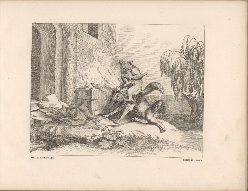 Reineke versengt Isegrim dem Wolf das Haupt (Freies Deutsches Hochstift / Frankfurter Goethe-Museum CC BY-NC-SA)