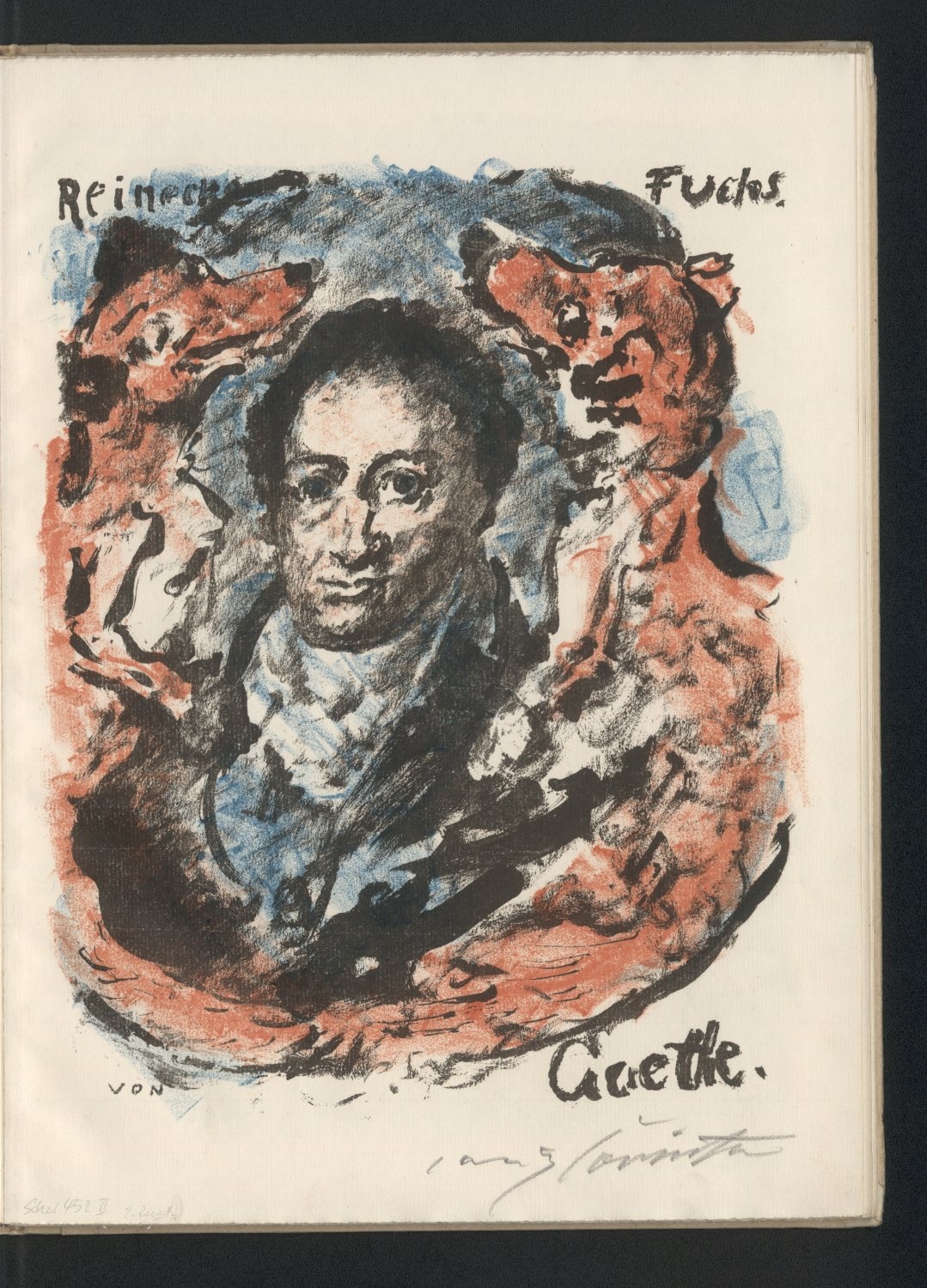 Goethe-Bildnis, von Füchsen gerahmt. Titelillustration zu Reineke Fuchs (Freies Deutsches Hochstift / Frankfurter Goethe-Museum CC BY-NC-SA)