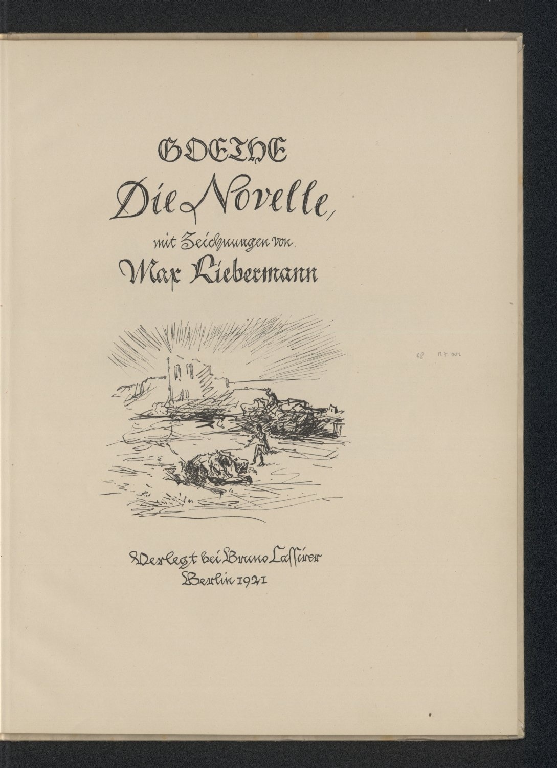 Goethe: Die Novelle, mit Zeichnungen von Max Liebermann. Titelvignette (Freies Deutsches Hochstift / Frankfurter Goethe-Museum CC BY-NC-SA)
