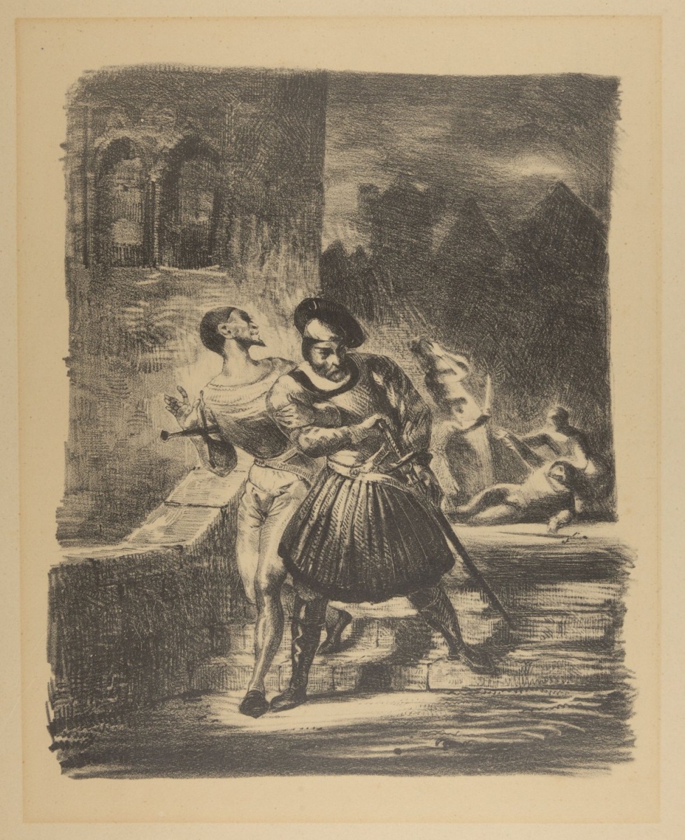 Mephisto und Faust fliehen nach dem Duell. Méphistophélès et Faust fuyant après le duel (Freies Deutsches Hochstift / Frankfurter Goethe-Museum CC BY-NC-SA)