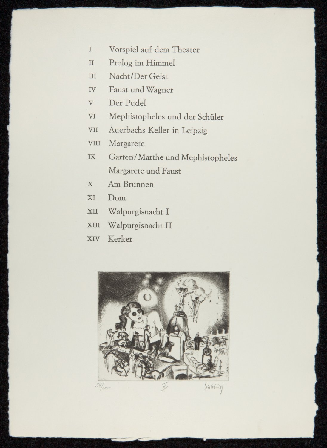 Prolog im Himmel. Blatt II, Mappe mit 14 Radierungen (auf 13 Blättern) (Freies Deutsches Hochstift / Frankfurter Goethe-Museum © Karl Hubbuch Stiftung, Freiburg RR-F)
