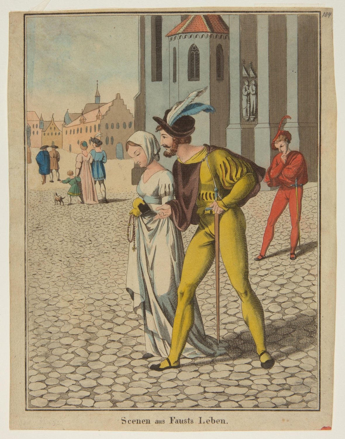 Faust trifft Gretchen nach dem Kirchgang (Freies Deutsches Hochstift / Frankfurter Goethe-Museum CC BY-NC-SA)