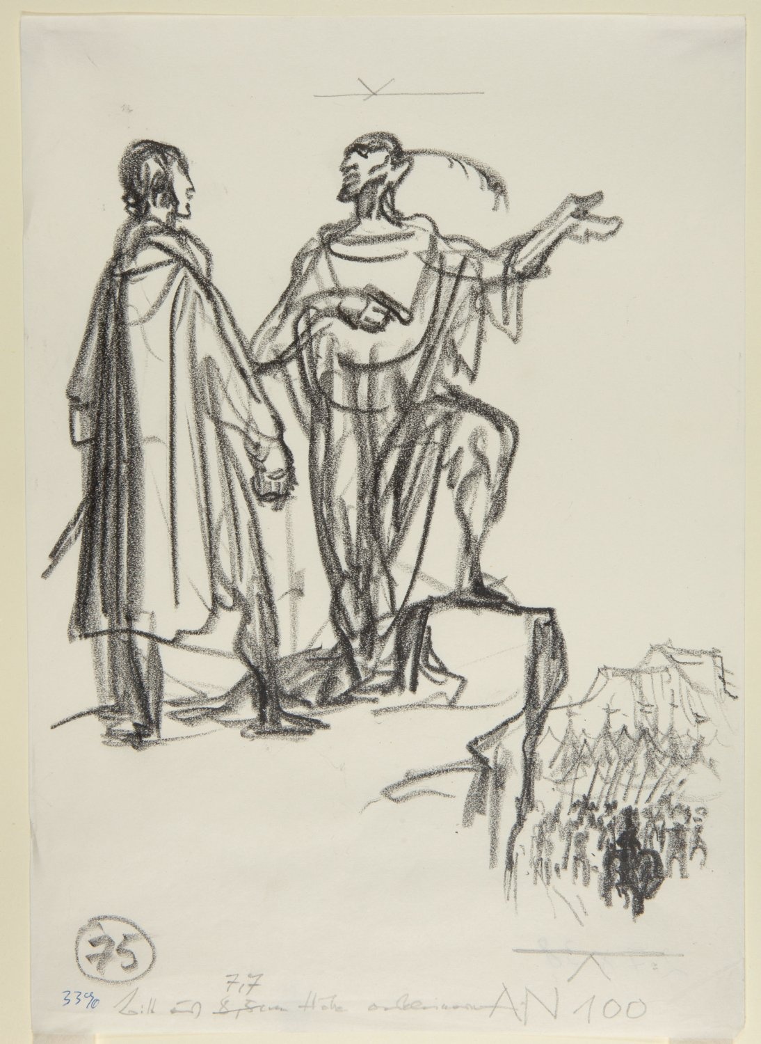 Faust und Mephisto betrachten das feindliche Lager (Freies Deutsches Hochstift / Frankfurter Goethe-Museum * Sylvester Kraaz RR-F)