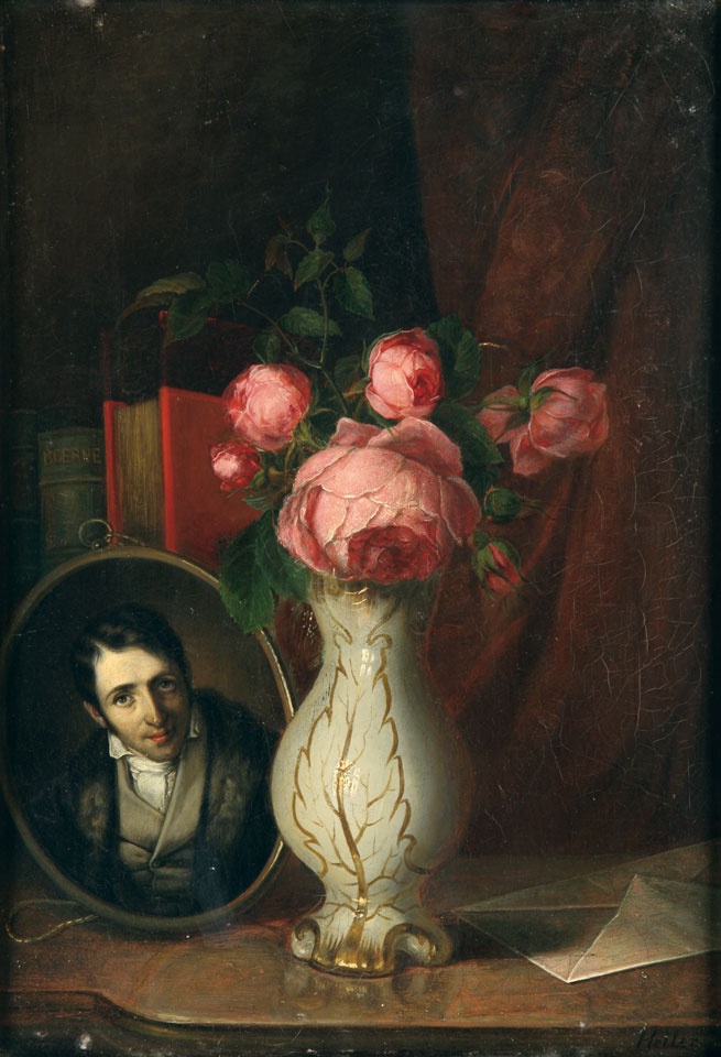 Blumenstillleben mit dem Porträt Ludwig Börnes (Freies Deutsches Hochstift / Frankfurter Goethe-Museum RR-F)
