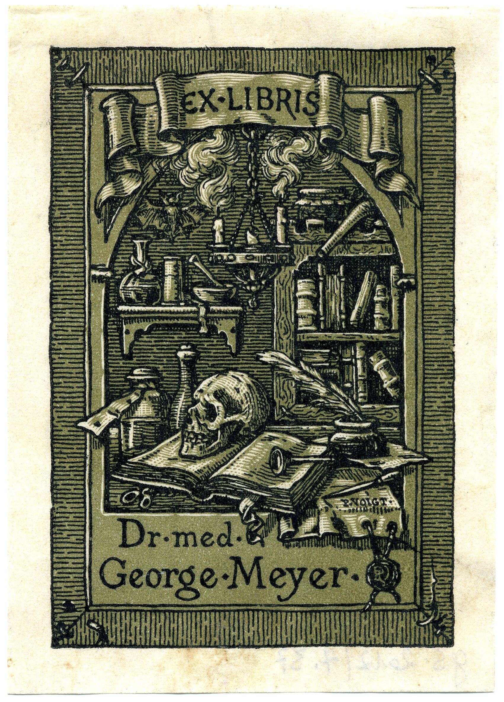 Exlibris für Dr. med. George Meyer (Museum für Sepulkralkultur CC BY-NC-SA)