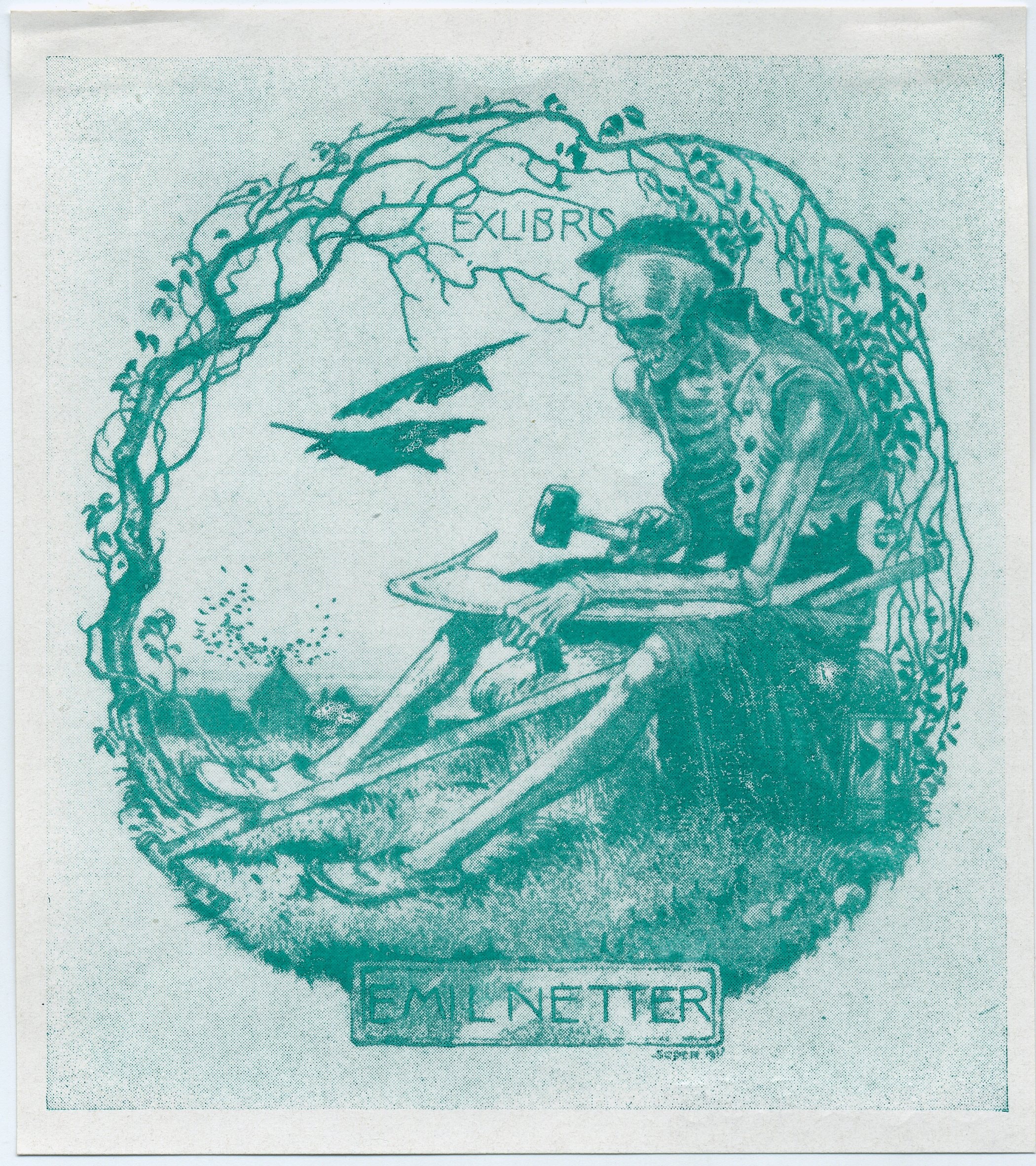 Exlibris für "Emil Netter" (Museum für Sepulkralkultur CC BY-NC-SA)