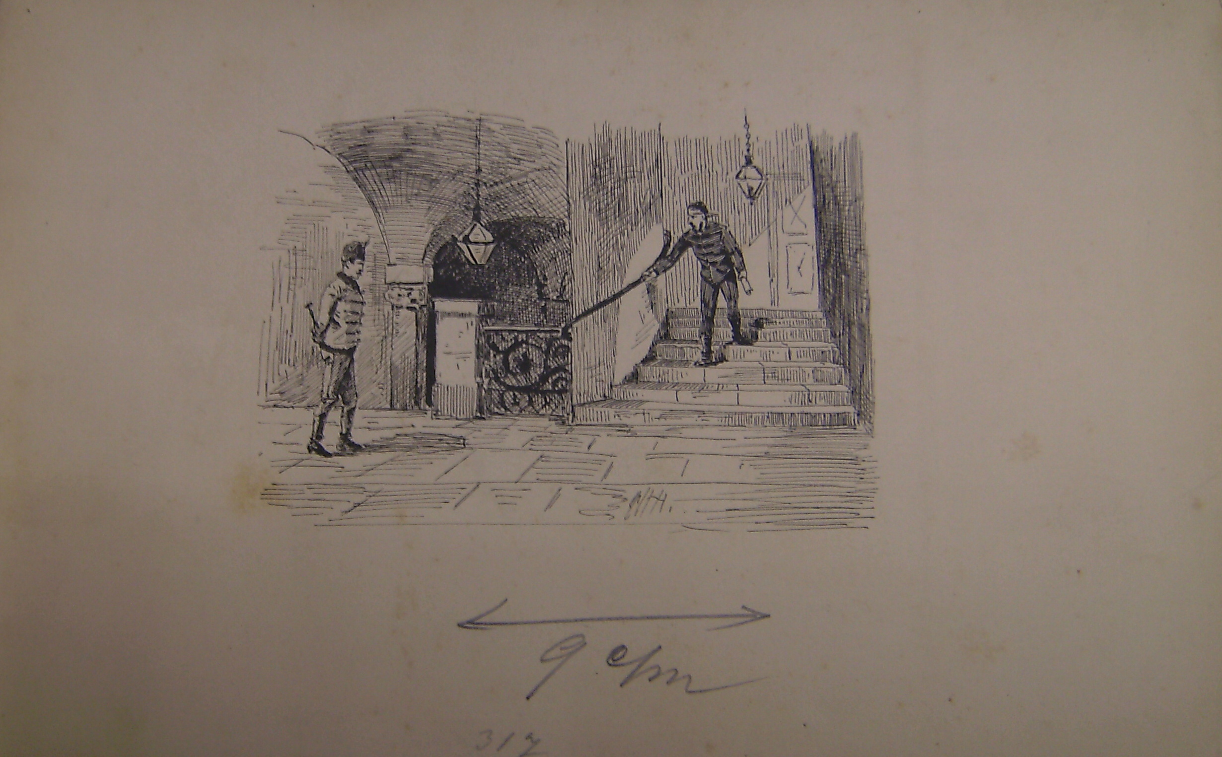 Illusztráció Vas G.: Egy alispánhoz: Jelenet Az elkésett levél c. fejezethez (Erkel Ferenc Múzeum CC BY-NC-SA)