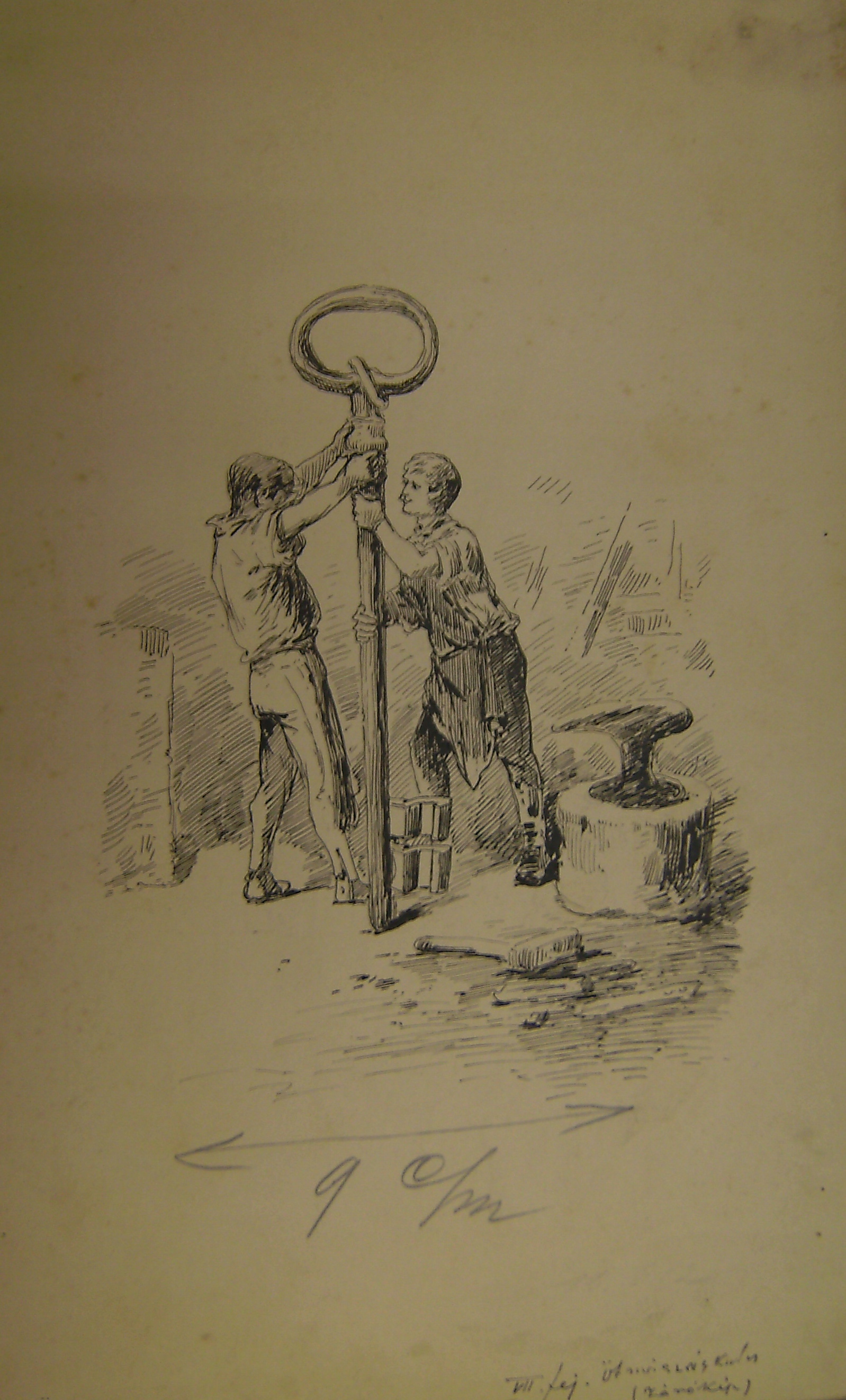 Illusztráció Vas G.: Egy alispánhoz: Zárókép Öt mázsázs kulcs c. fejezethez (Erkel Ferenc Múzeum CC BY-NC-SA)