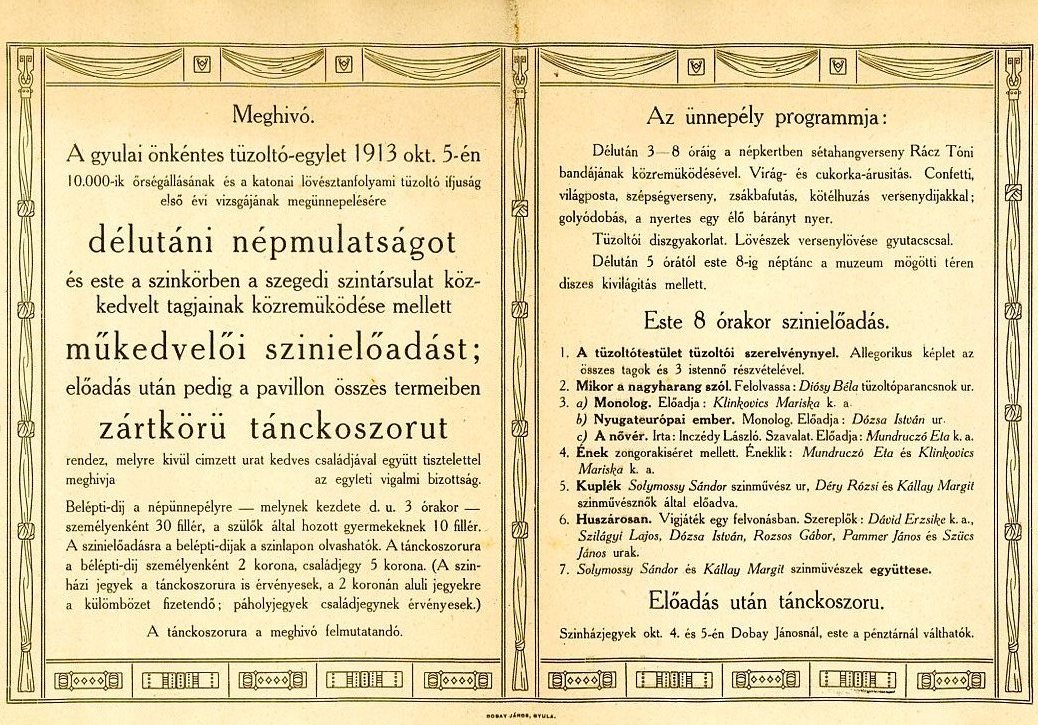 Meghívó vigalmi ünnepségre, nyomtatott (Erkel Ferenc Múzeum CC BY-NC-SA)