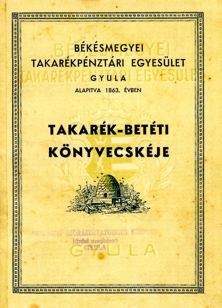 Takarék-betéti könyv, folyamatos bejegyzésekkel (Erkel Ferenc Múzeum CC BY-NC-SA)