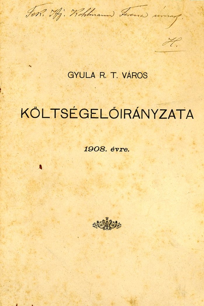 Költségelőirányzat, nyomtatott, fűzött brosura (Erkel Ferenc Múzeum CC BY-NC-SA)