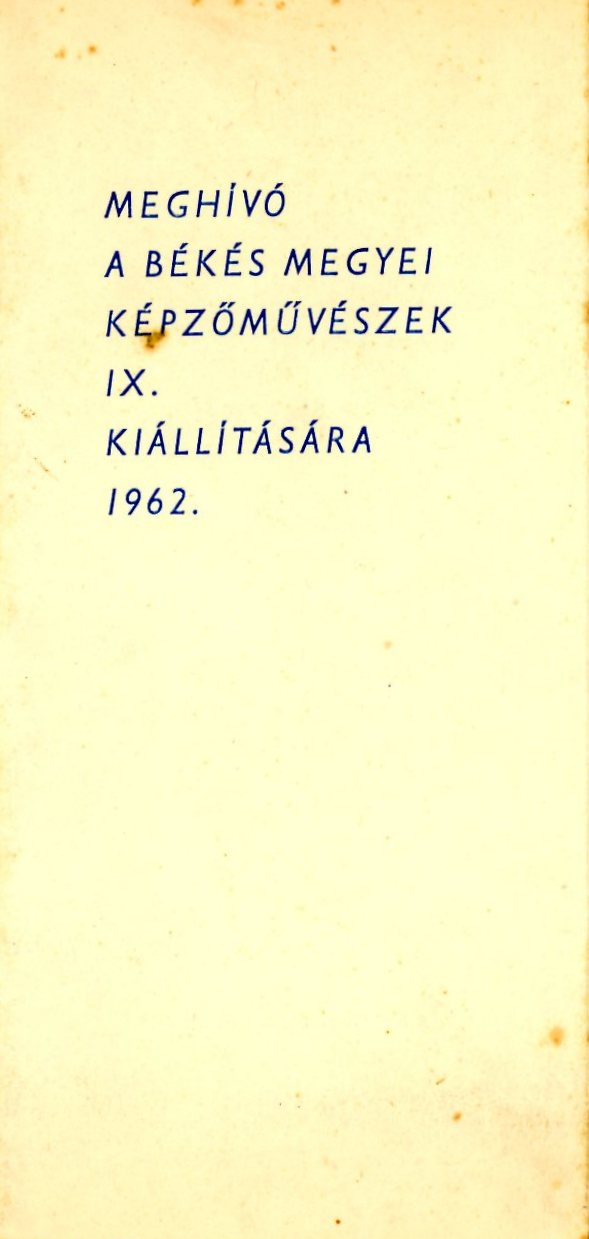 Meghívó nyomtatott karton, hajtogatott (Erkel Ferenc Múzeum CC BY-NC-SA)
