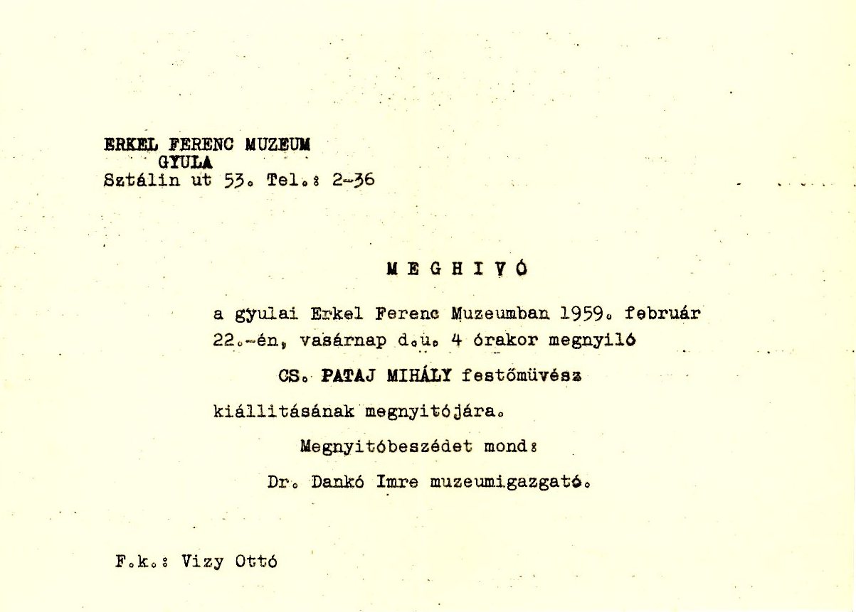 Meghívó rotaprint papíron (Erkel Ferenc Múzeum CC BY-NC-SA)