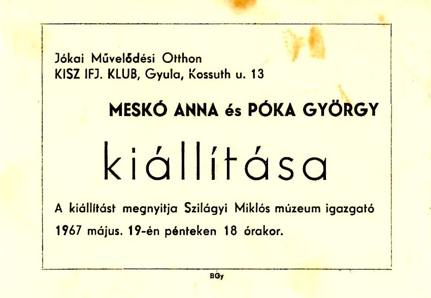 Meghívó nyomtatott, papíron (Erkel Ferenc Múzeum CC BY-NC-SA)