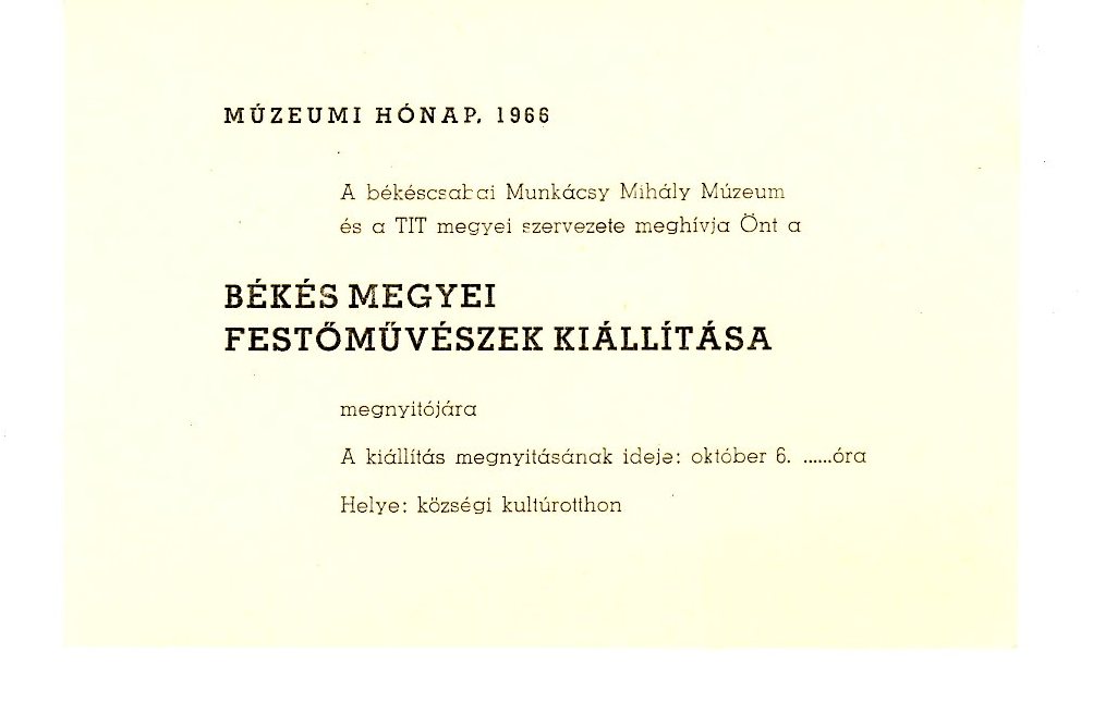 Meghívó nyomtatott, karton (Erkel Ferenc Múzeum CC BY-NC-SA)