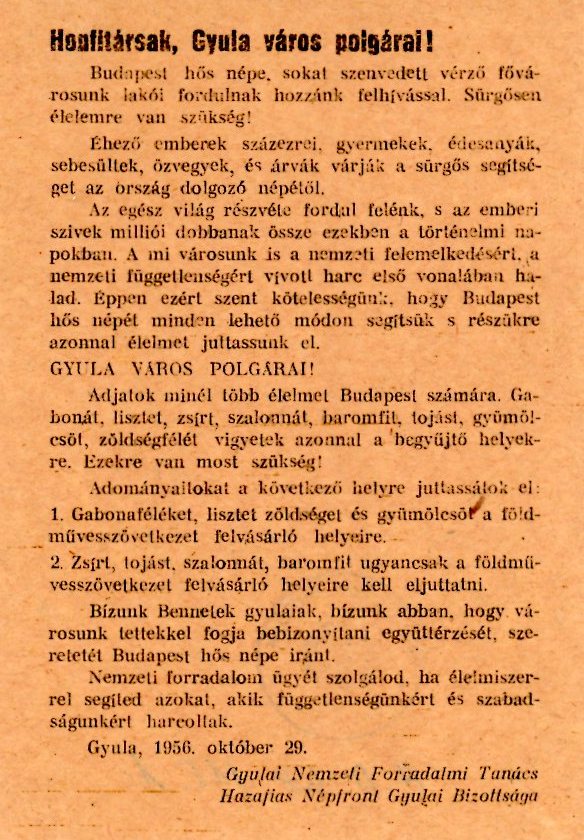Röplap nyomtatott, fehér-piros-zöld papíron (Erkel Ferenc Múzeum CC BY-NC-SA)