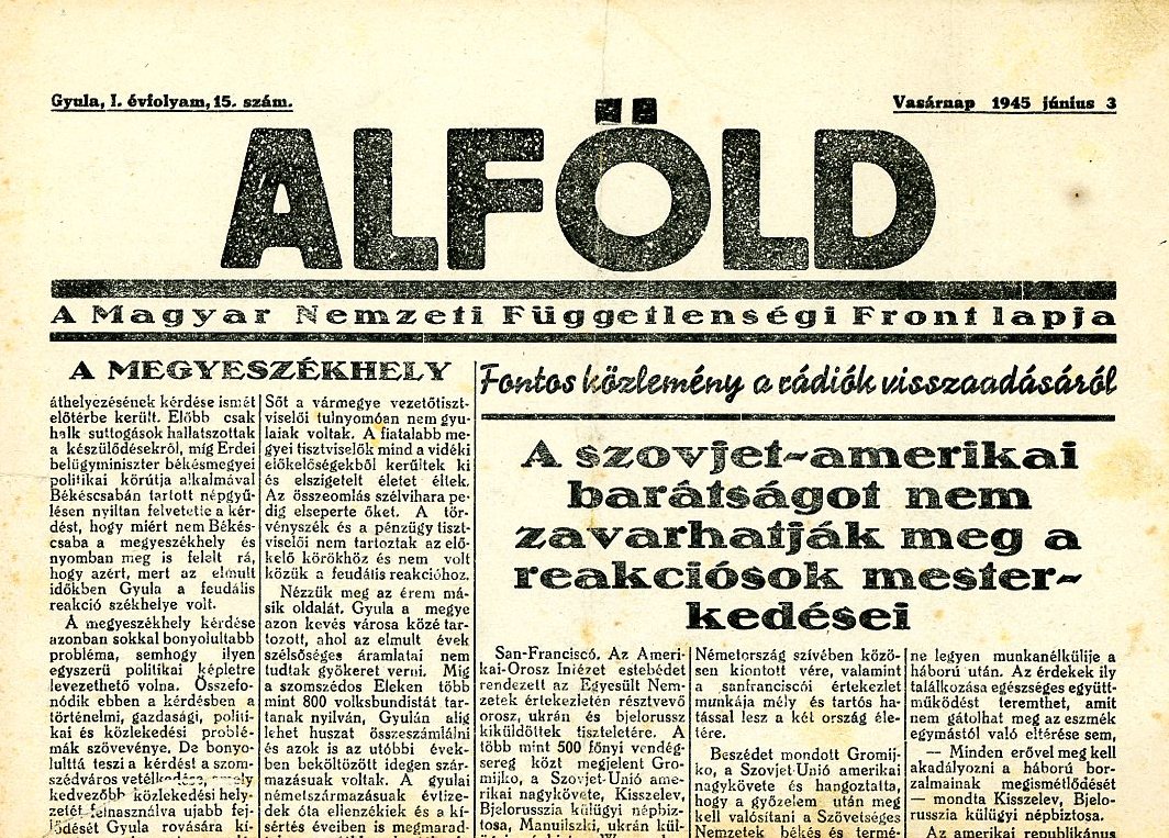 Újság: Alföld (Erkel Ferenc Múzeum CC BY-NC-SA)