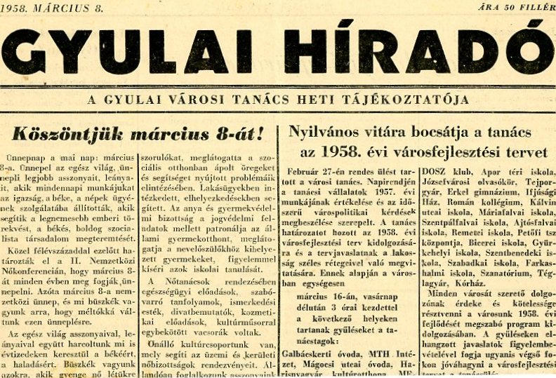 Időszaki Újság: Gyulai Híradó (Erkel Ferenc Múzeum CC BY-NC-SA)