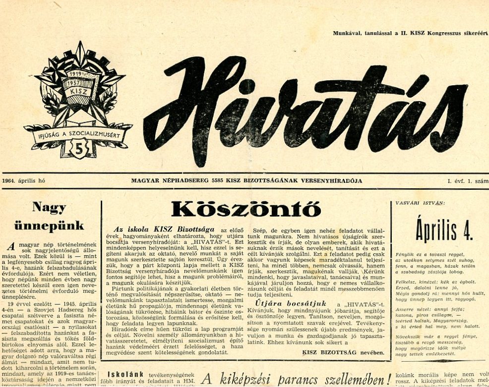 Időszaki katona-újság: Hivatás (Erkel Ferenc Múzeum CC BY-NC-SA)