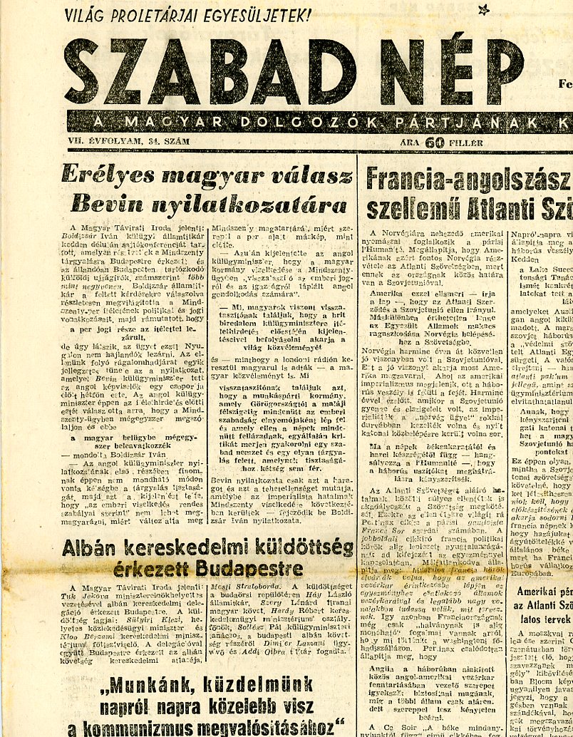 Napilap: Szabad Nép (Erkel Ferenc Múzeum CC BY-NC-SA)