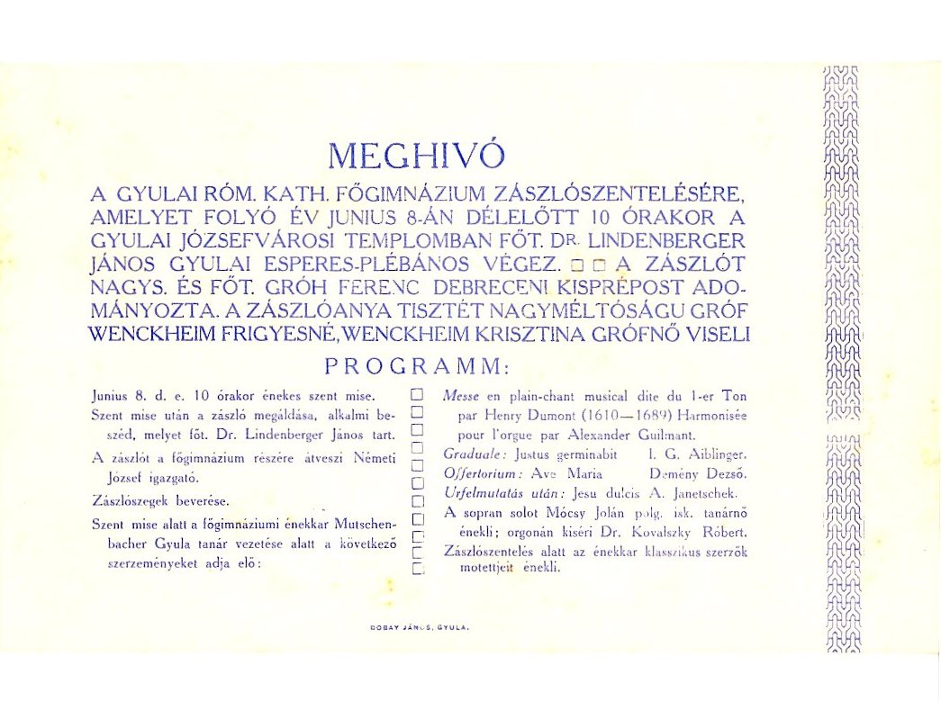 Meghívó borítékban (Erkel Ferenc Múzeum CC BY-NC-SA)