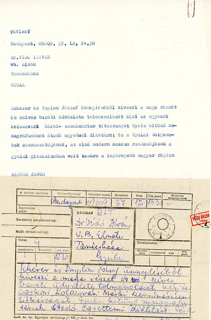 Távirat (Erkel Ferenc Múzeum CC BY-NC-SA)