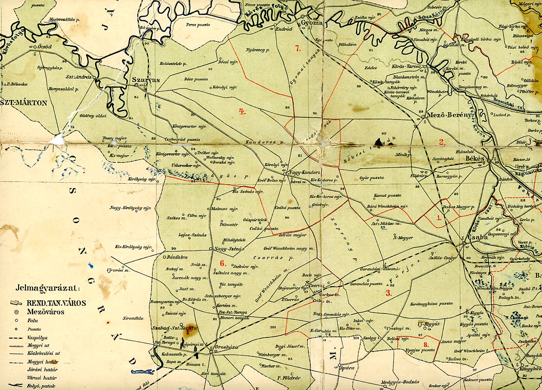 Térkép : Békés megye (Erkel Ferenc Múzeum CC BY-NC-SA)