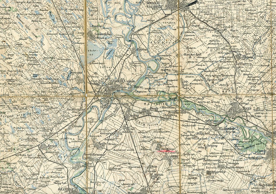 Térkép : Katonai térképszelvény                 Szegedin (Erkel Ferenc Múzeum CC BY-NC-SA)