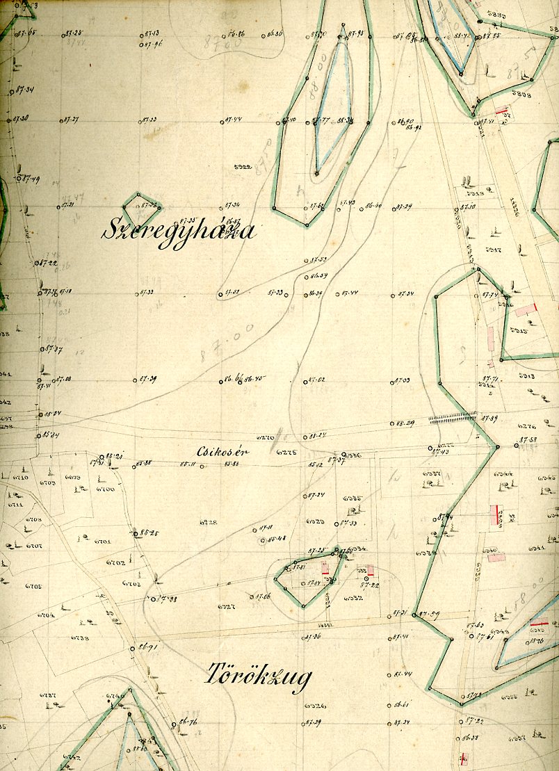 Térkép : Gyula külterülete , Szeregyháza, Csíkosér, Törökzug , kolbászfalu (Erkel Ferenc Múzeum CC BY-NC-SA)