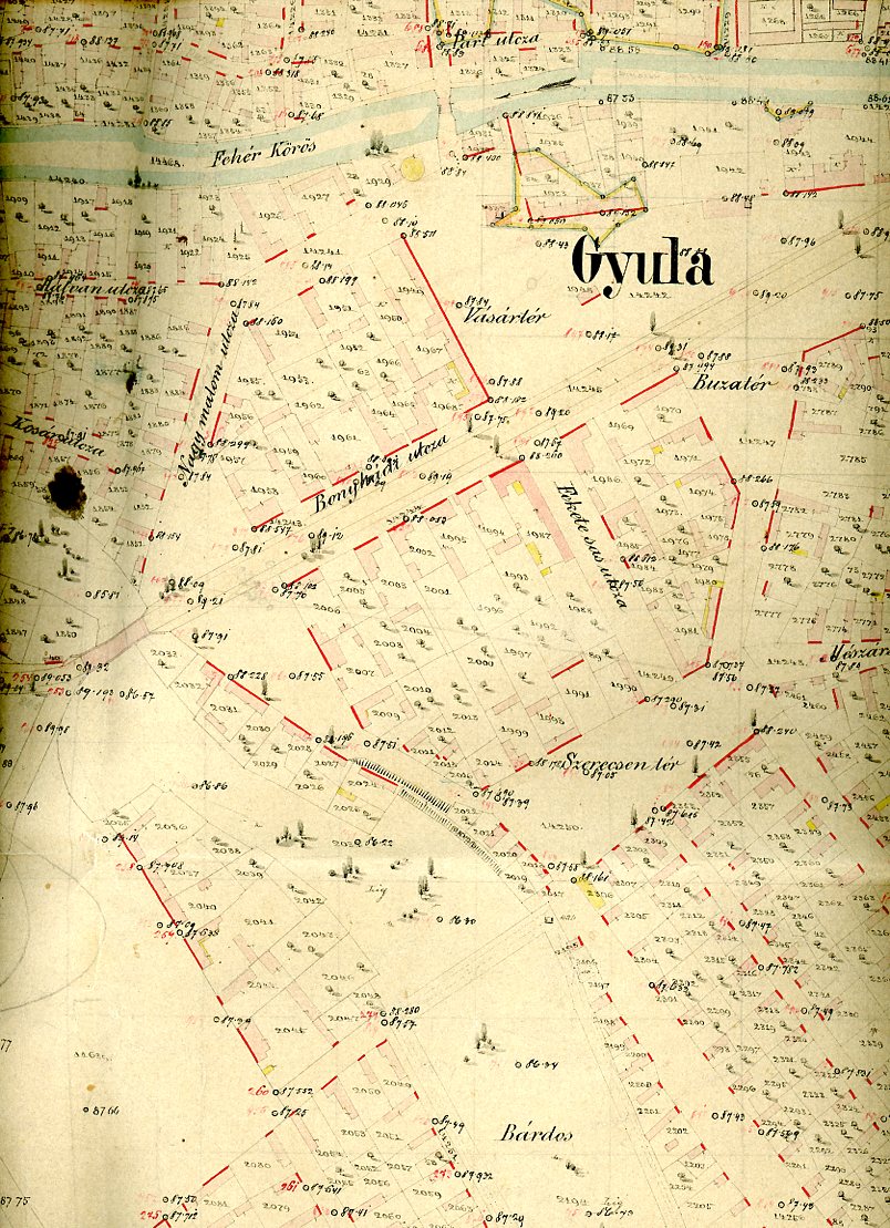 Térkép : Gyula külterülete ,  Kálvária , Sándorhegy, Farkashalom, Kis-pél , a város déli része (Erkel Ferenc Múzeum CC BY-NC-SA)