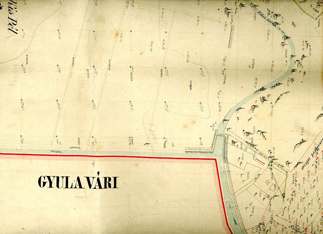 Térkép : Gyula külterülete ,  a város délkeleti része, Ökörjárás , Farkashalom, Kis-pél (Erkel Ferenc Múzeum CC BY-NC-SA)