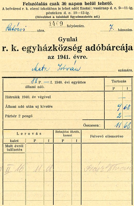 Egyházközségi iratok (Erkel Ferenc Múzeum CC BY-NC-SA)