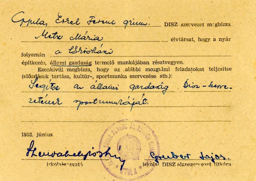 Iskolai iratok (Erkel Ferenc Múzeum CC BY-NC-SA)