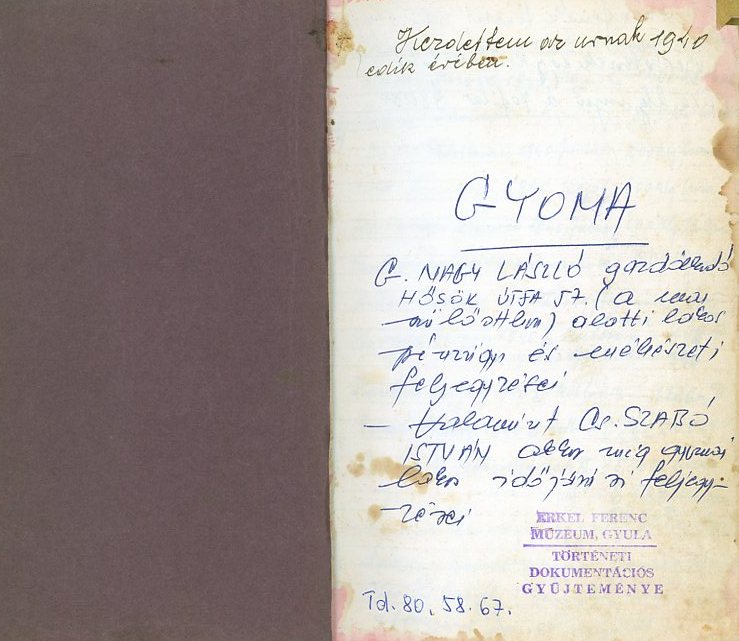 Regiszteres füzet (Erkel Ferenc Múzeum CC BY-NC-SA)