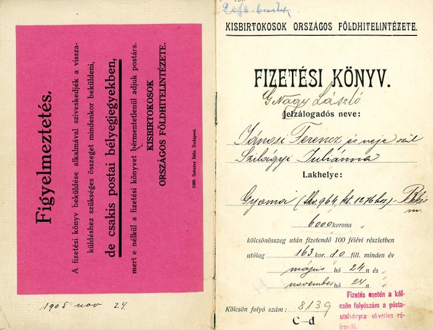 Fizetési könyv (Erkel Ferenc Múzeum CC BY-NC-SA)