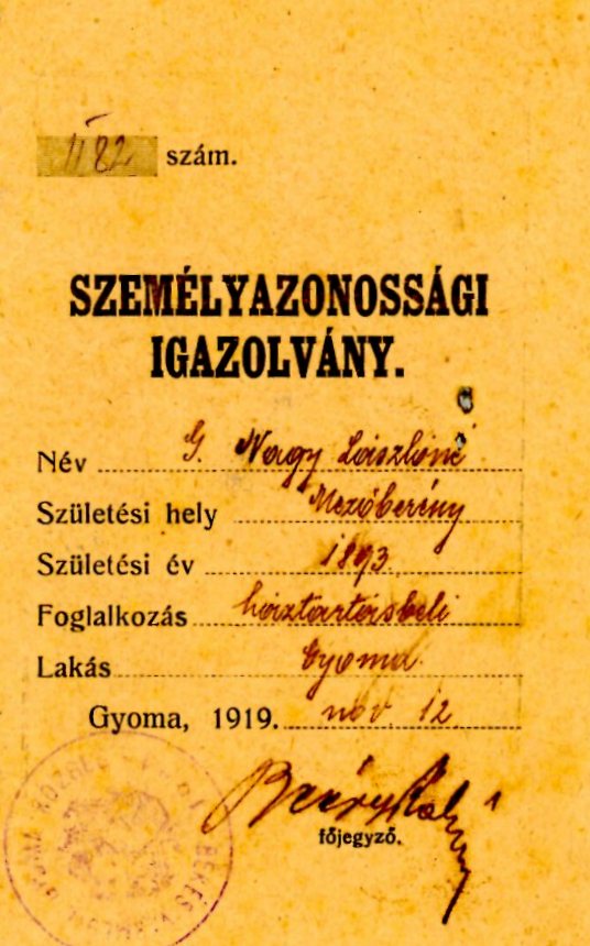 Személyazonossági igazolvány (Erkel Ferenc Múzeum CC BY-NC-SA)