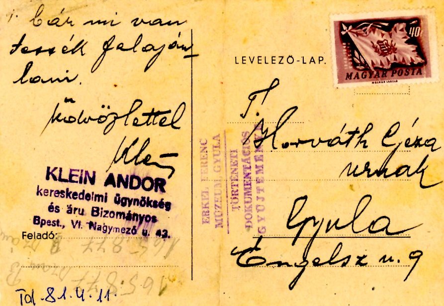 Levelezőlap (Erkel Ferenc Múzeum CC BY-NC-SA)