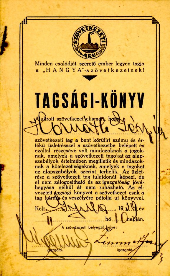 Tagsági-könyv (Erkel Ferenc Múzeum CC BY-NC-SA)