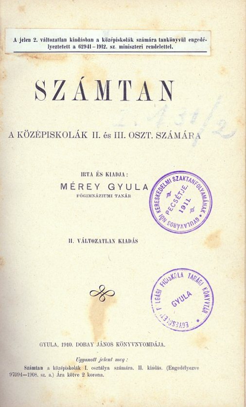Tankönyv (Erkel Ferenc Múzeum CC BY-NC-SA)