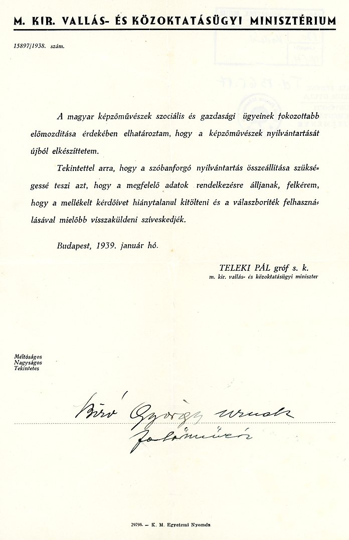 Felszólító levél (Erkel Ferenc Múzeum CC BY-NC-SA)
