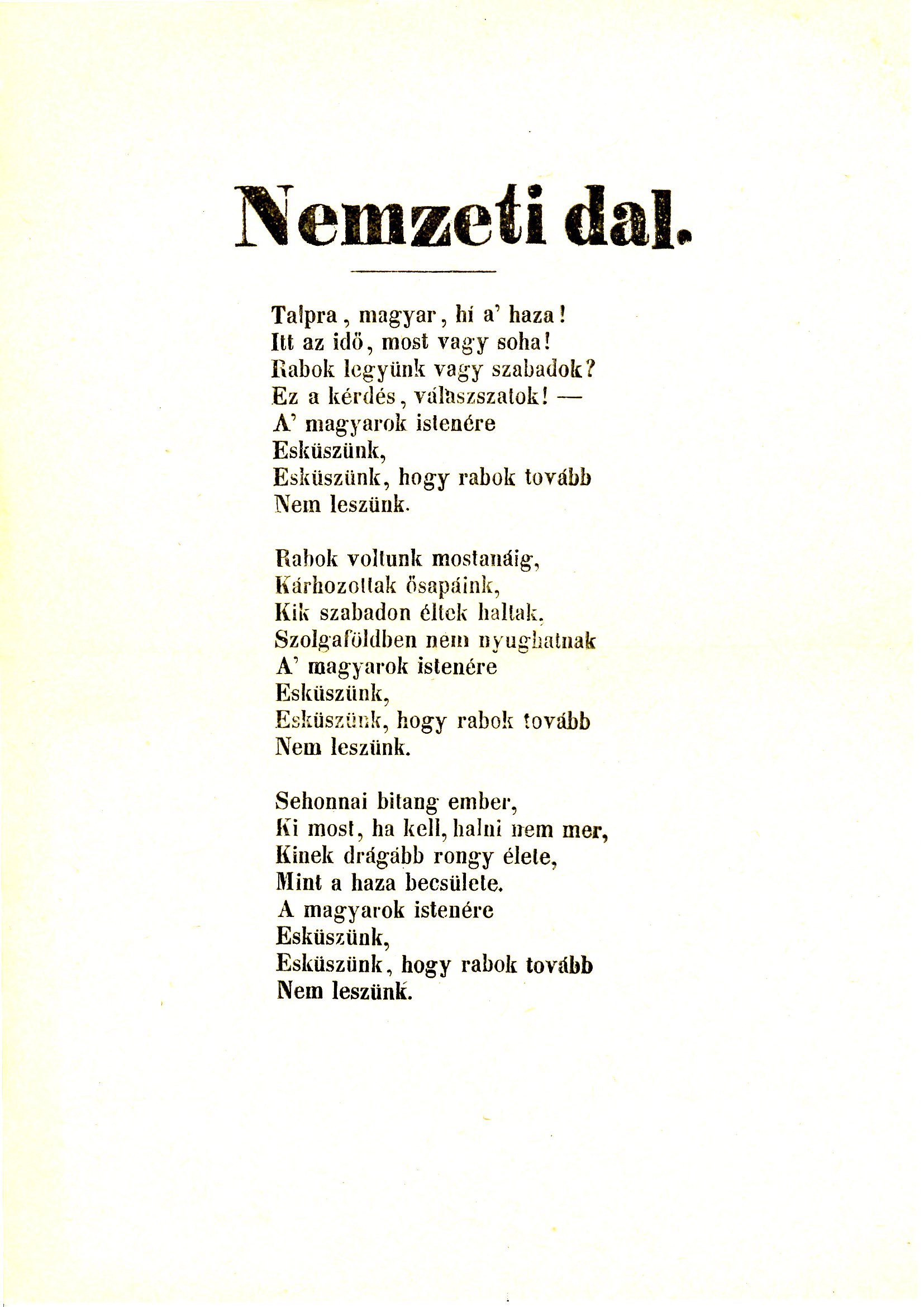 Nemzeti dal (Erkel Ferenc Múzeum CC BY-NC-SA)