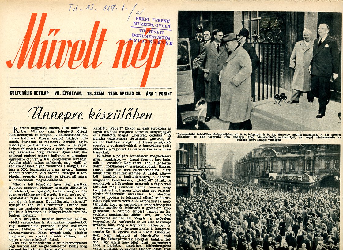 "Művelt Nép" újság (Erkel Ferenc Múzeum CC BY-NC-SA)