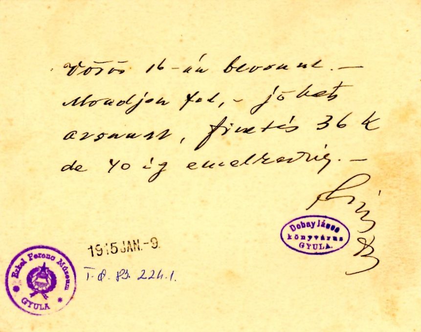 Névjegykártya (Erkel Ferenc Múzeum CC BY-NC-SA)