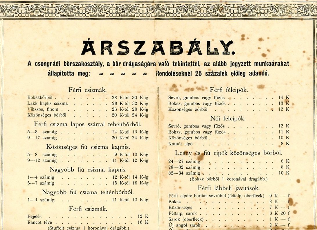 Árszabály (plakát) (Erkel Ferenc Múzeum CC BY-NC-SA)