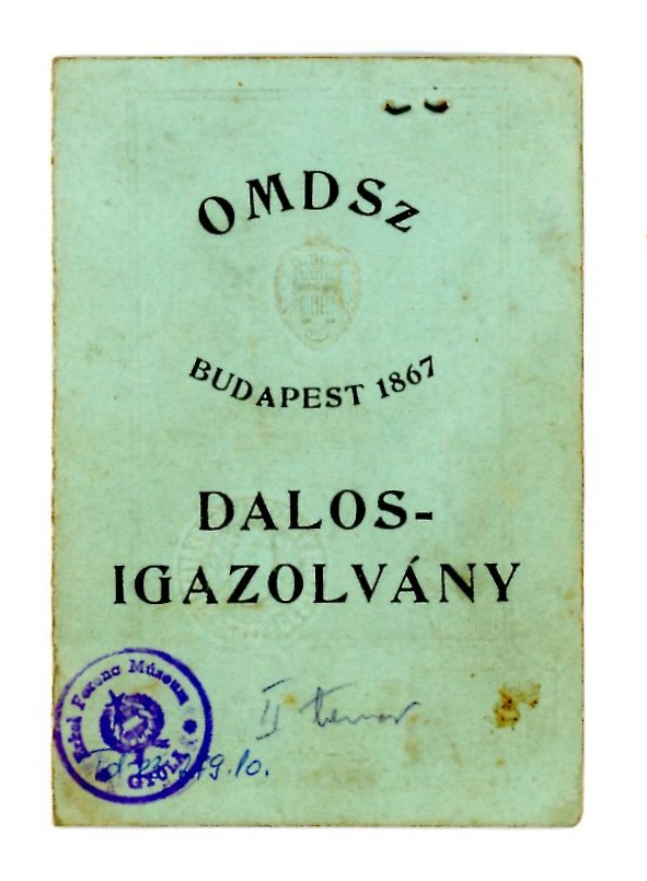 Dalosigazolvány (Erkel Ferenc Múzeum CC BY-NC-SA)