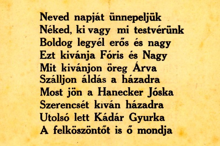 Névnapi köszöntő (Erkel Ferenc Múzeum CC BY-NC-SA)