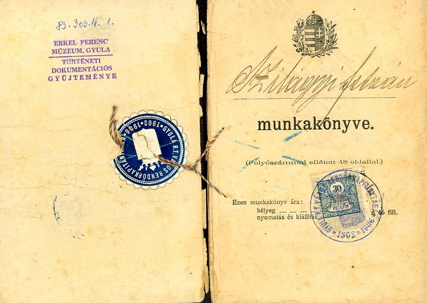 Munkakönyv-jogosítvány (Erkel Ferenc Múzeum CC BY-NC-SA)