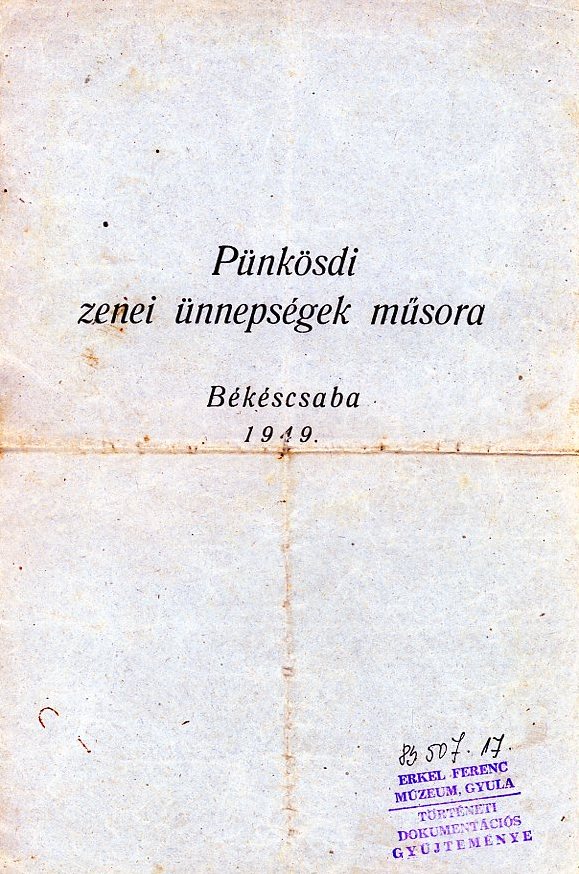 Program - nyomtatvány (Erkel Ferenc Múzeum CC BY-NC-SA)